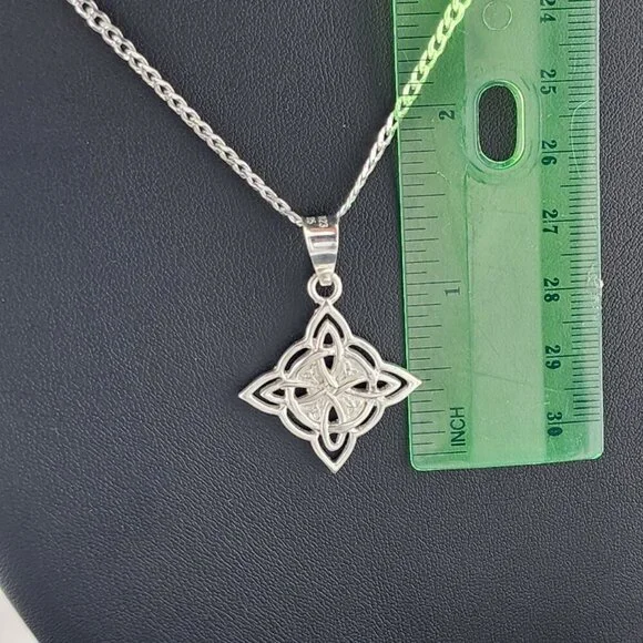New Sterling Silver 925 Witch’s Knot Necklace – Wiccan Pagan Protection Amulet